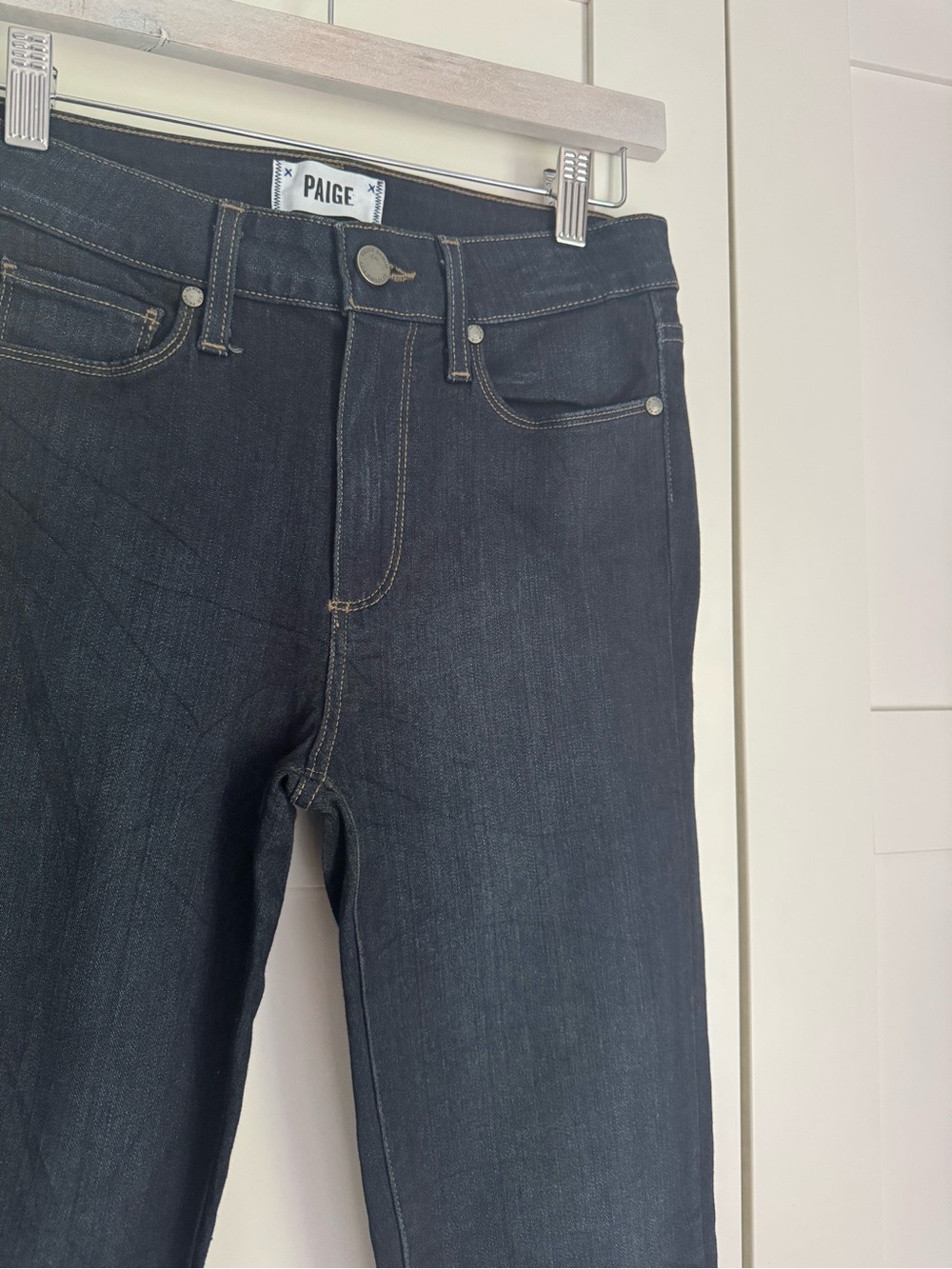 PAIGE Hoxton Ultra Skinny High Rise Dark Wash Jeans Size 27 Classic Denim - Picture 2 of 11